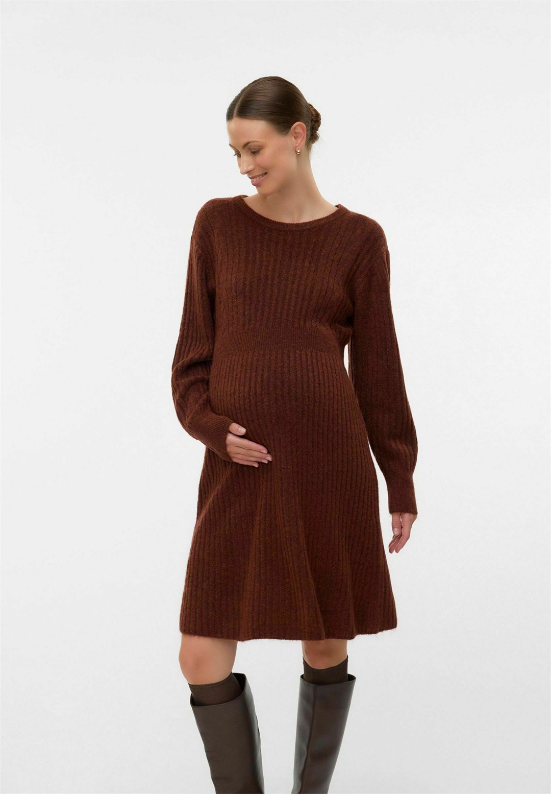 MAMALICIOUS Strickkleid - fired brick/dunkelrot