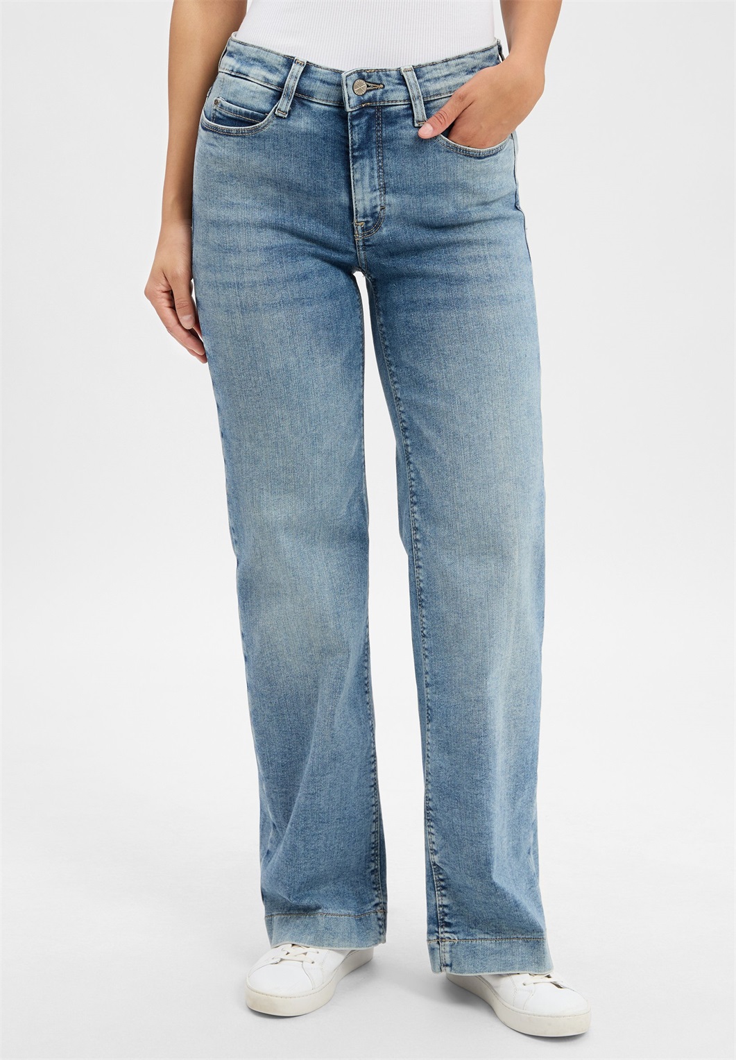 MAC Jeans DREAM WIDE - Jeans Straight Leg - medium stone/bleached denim