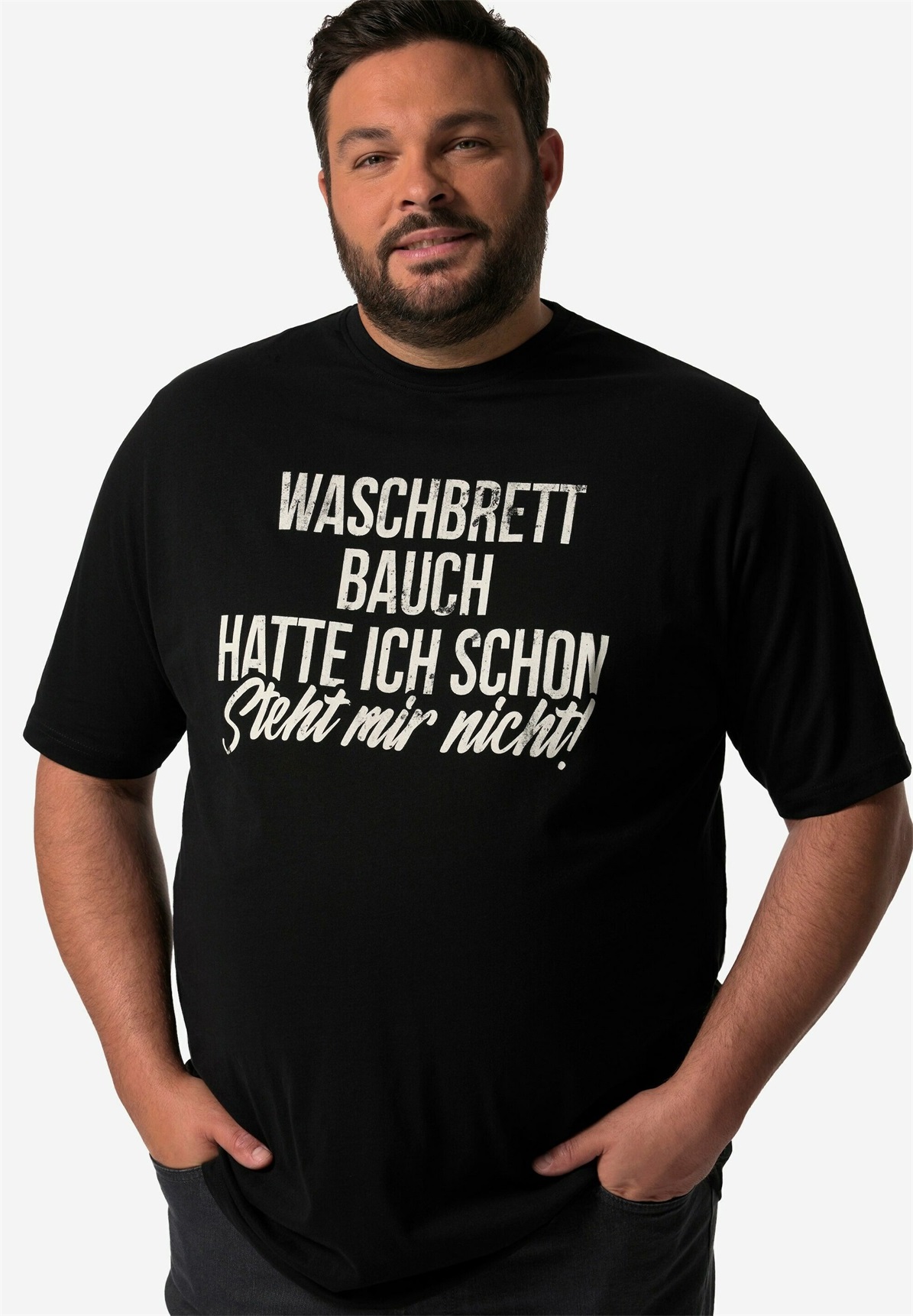 Men Plus T-Shirt print - black/schwarz