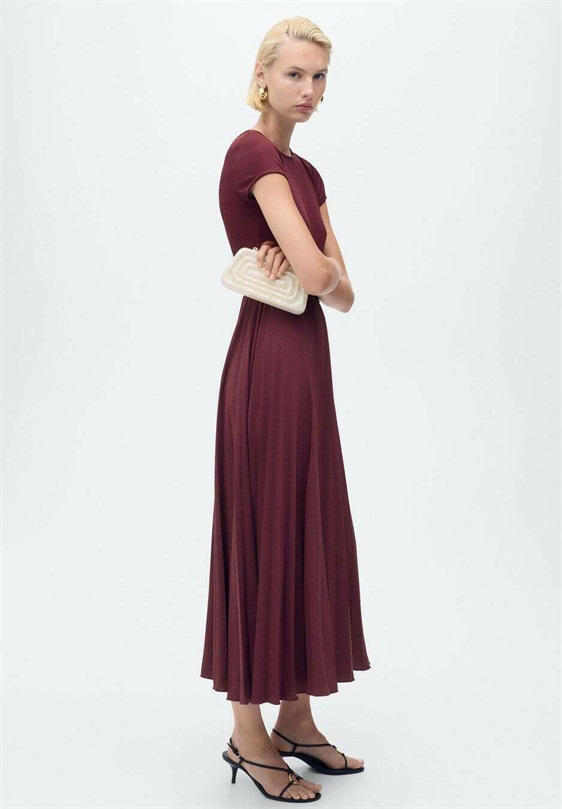 Mango GECOMBINEERDE PLISSÉ - Cocktailkleid/festliches Kleid - bordeaux