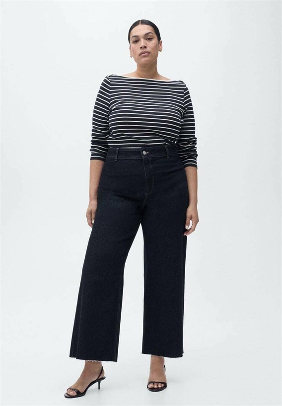 Mango CATHERIN CULOTTE HIGH-RISE - Jeans Straight Leg - blue/blau