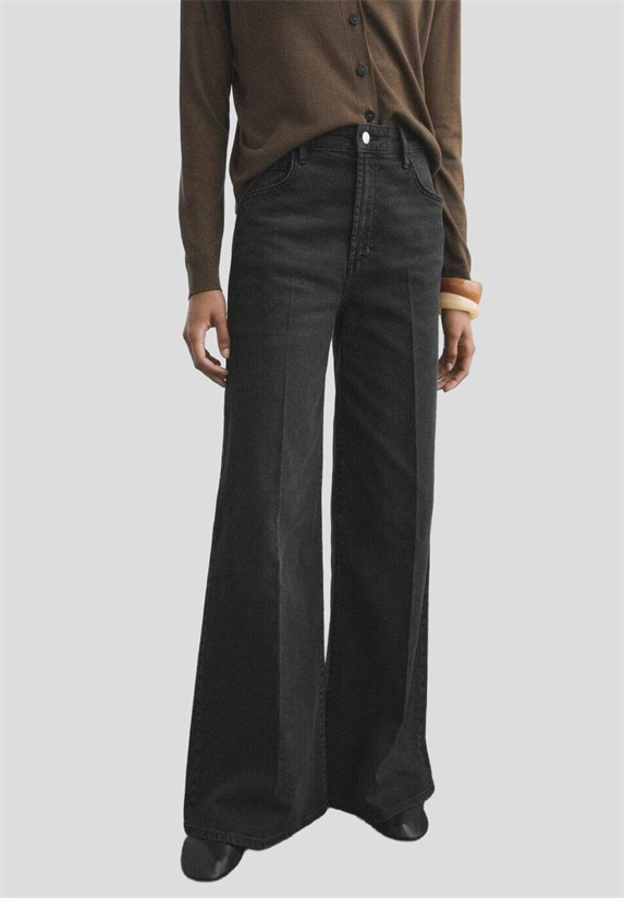 Mango Wide Leg - black denim