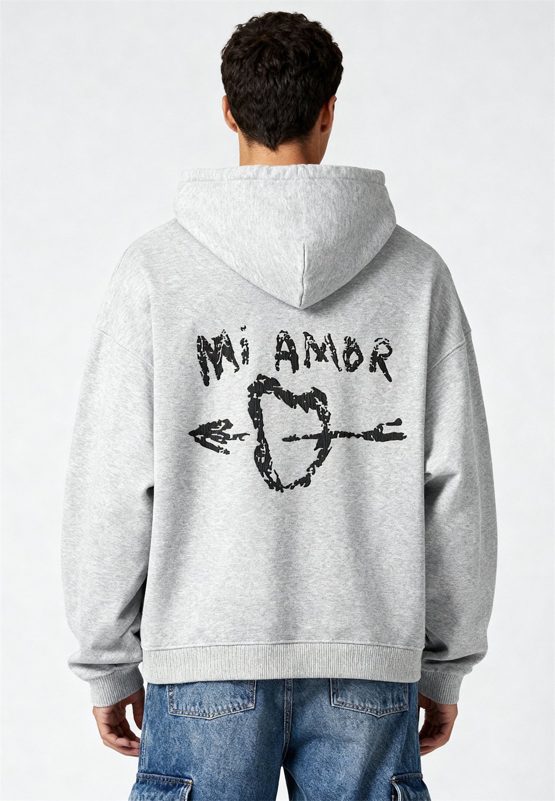 Mira Paris MI AMOR EMBROIDERY UNISEX - Kapuzenpullover - mottled grey/grau-meliert
