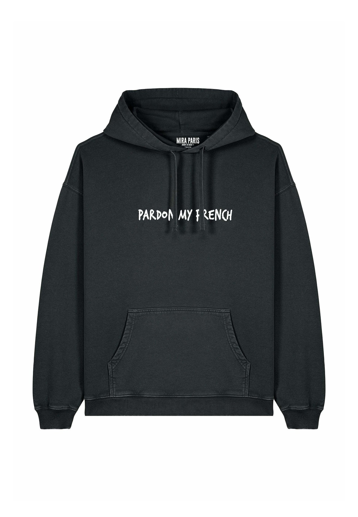 Mira Paris PARDON MY FRENCH EMBROIDERY UNISEX - Kapuzenpullover - black denim/blue-black denim