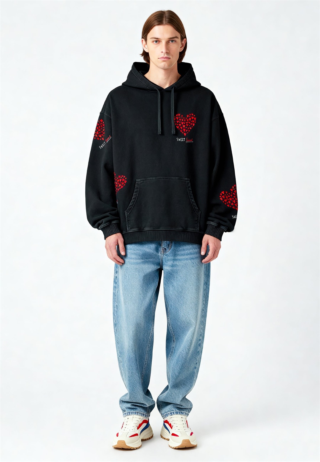 Mira Paris TOO SWEET PRINT VINTAGE HEAVYWEIGHT - Kapuzenpullover - black denim