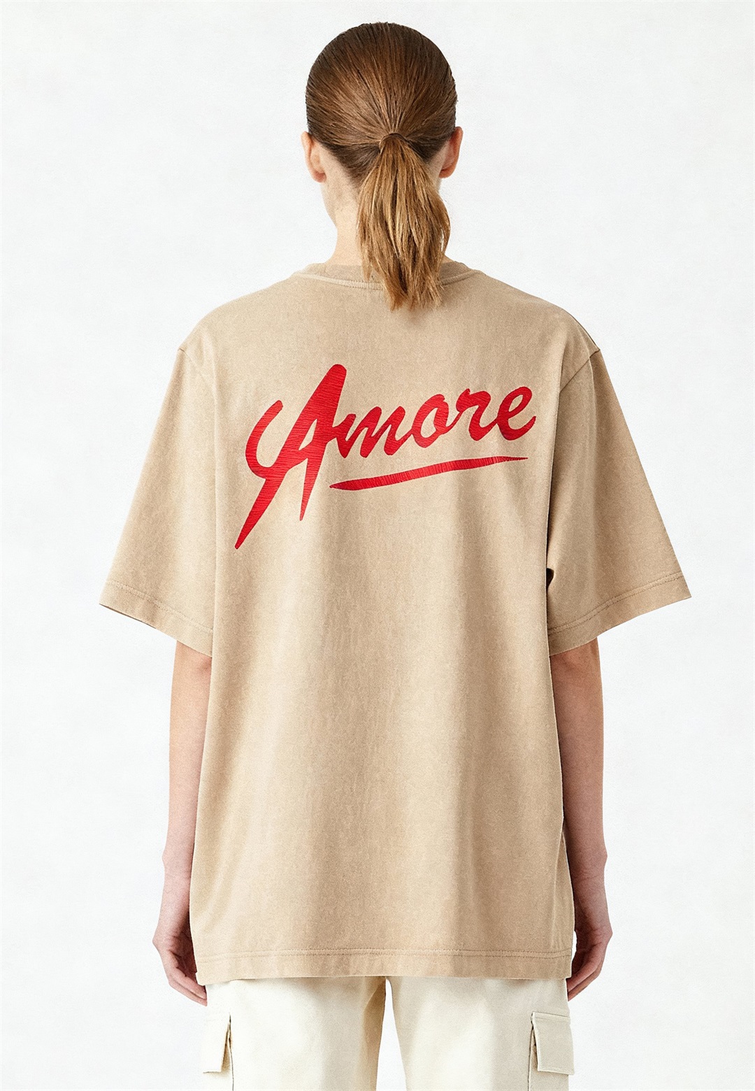 Mira Paris AMORE BACK PRINT HEAVYWEIGHT - T-Shirt print - washed beige/taupe
