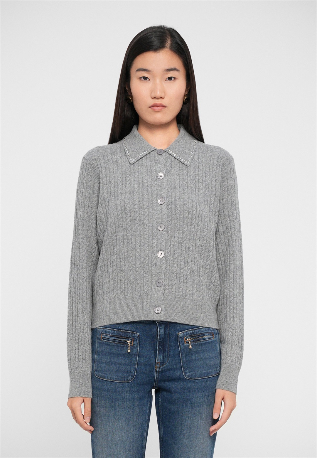 Maje MITORSALA - Strickjacke - gris/grau