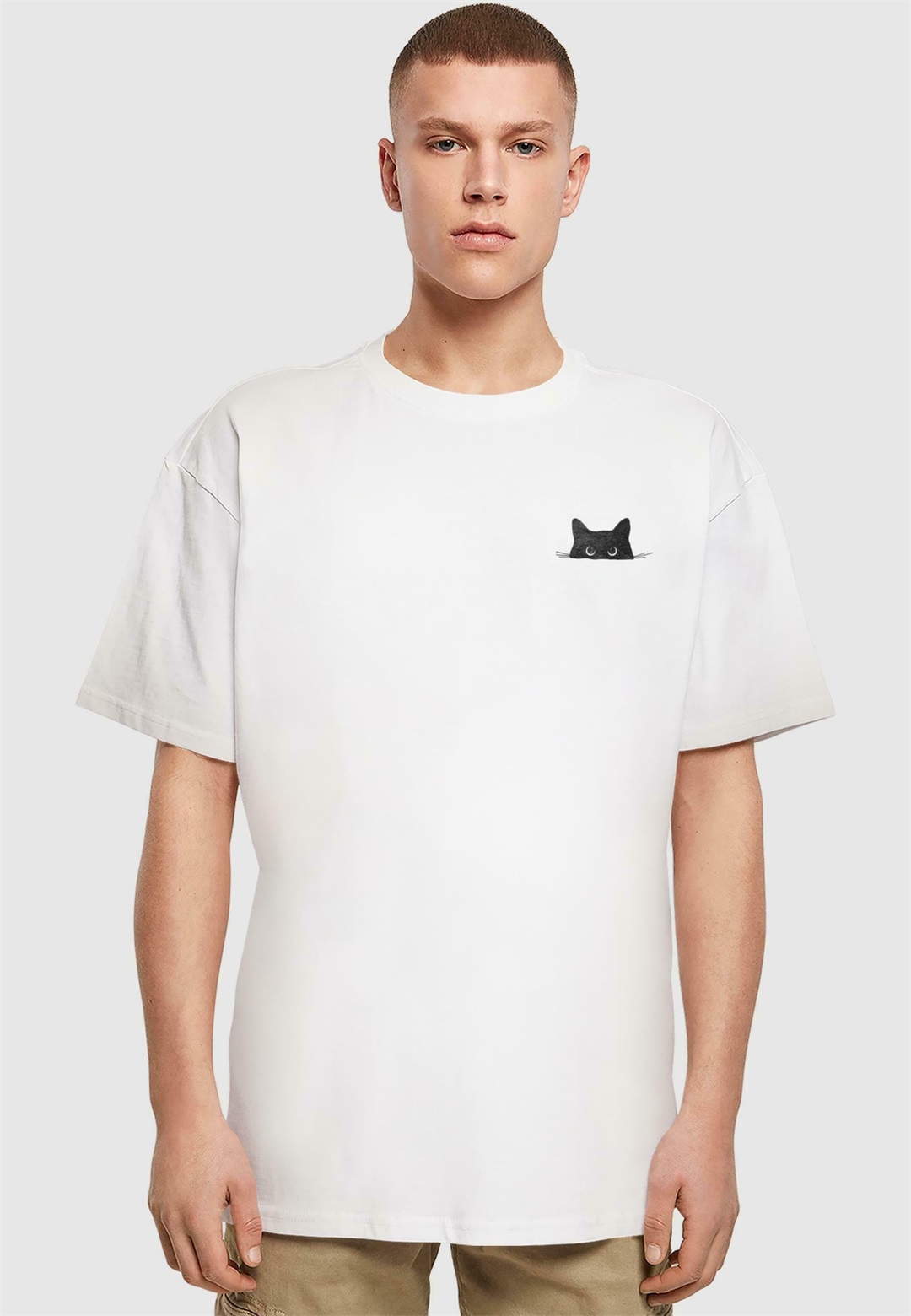 Merchcode HALLOWEEN - CAT TEE - T-Shirt print - white/weiß