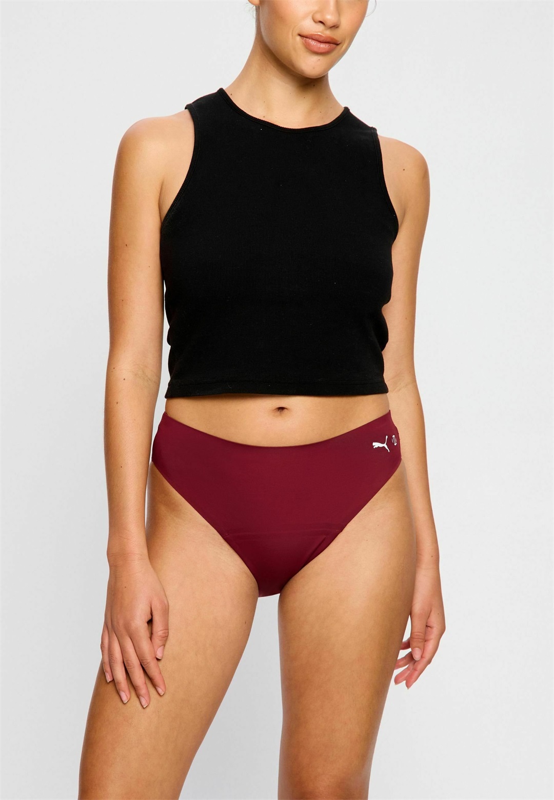 Modibodi SEAMLESS PERIOD PANTY MODERATE FLOW X PUMA - Menstruationsunterwäsche - ruby shimmer/dunkelrot