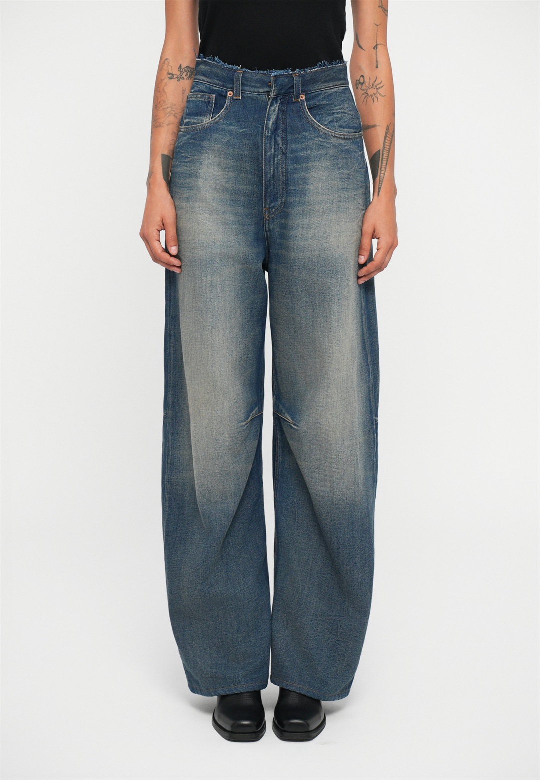 MM6 Maison Margiela PANTS POCKETS - Wide Leg - medium blue/blau