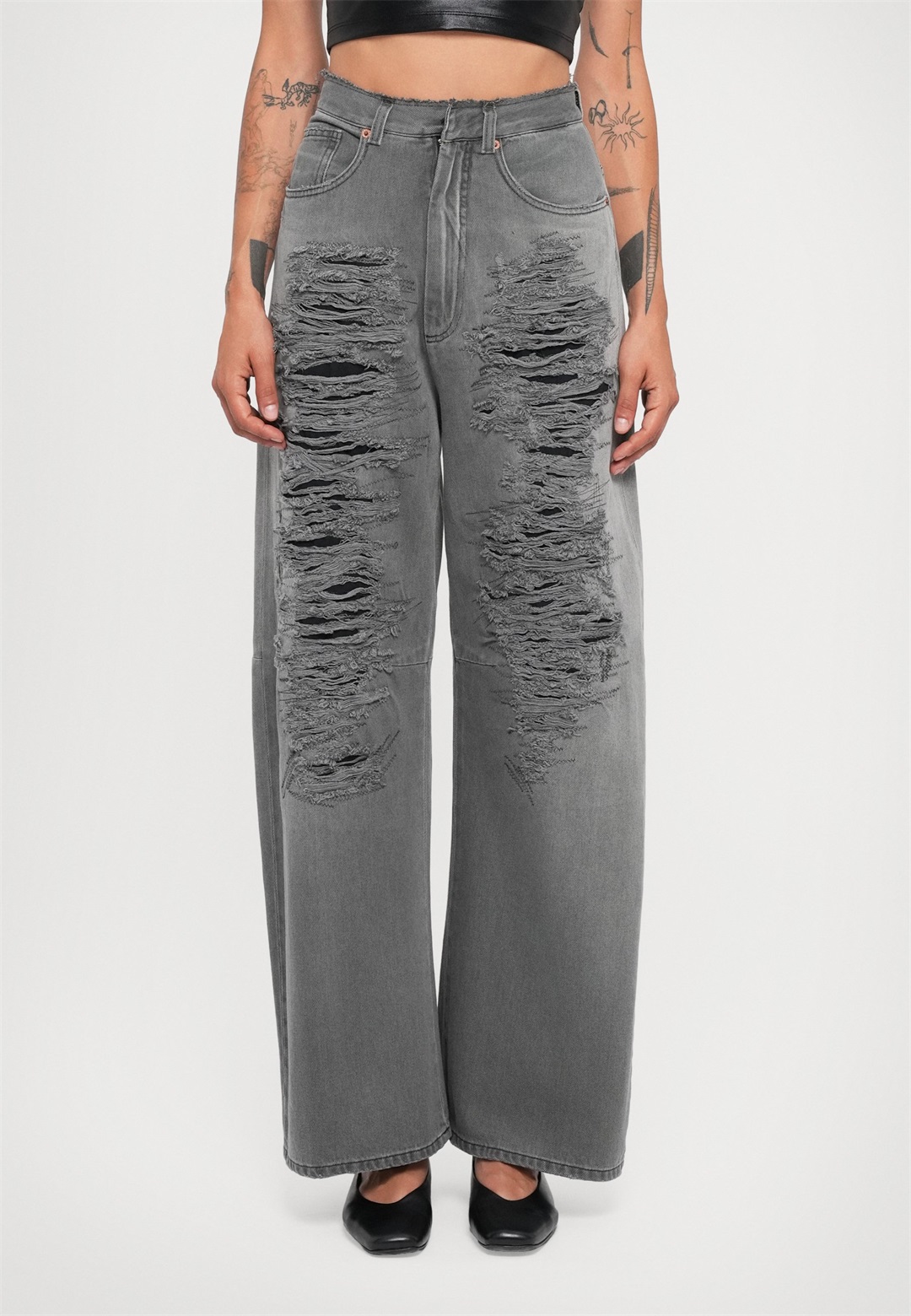 MM6 Maison Margiela PANTS POCKETS - Wide Leg - black/schwarz