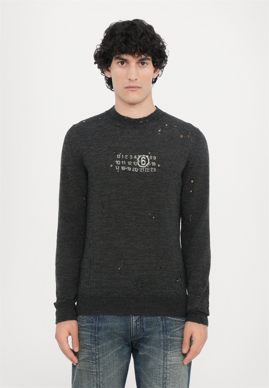 MM6 Maison Margiela CREW NECK - Strickpullover - dark grey/black denim