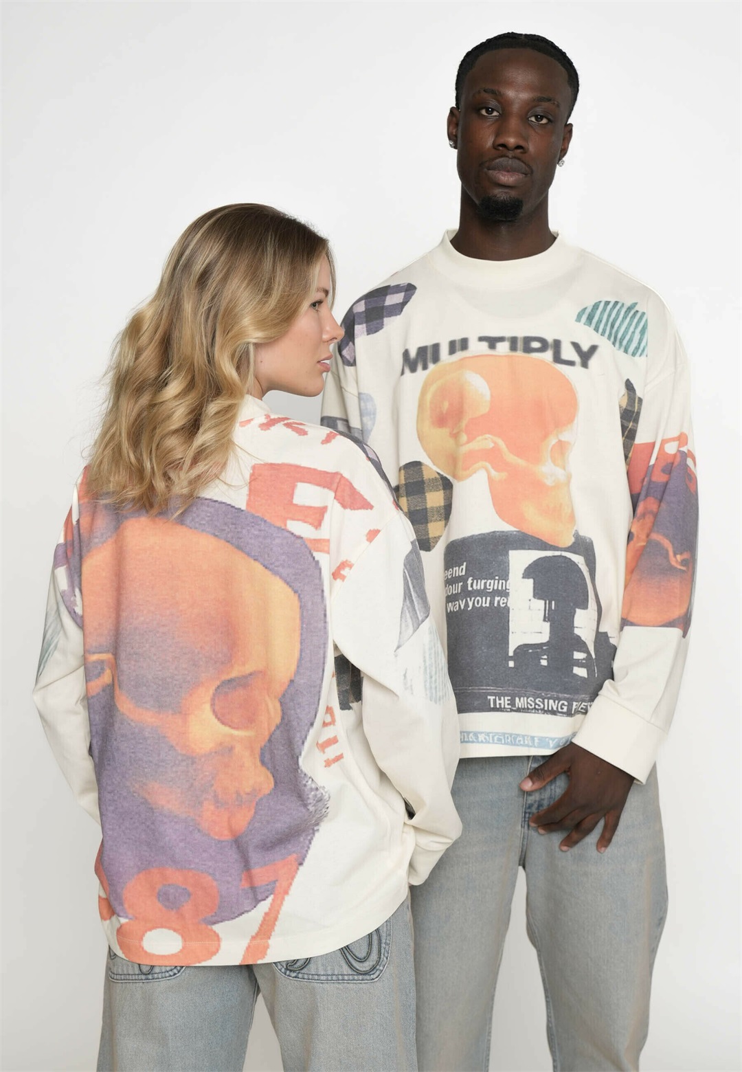 Multiply Apparel OVERSIZE LONGSLEEVE DEEP FIELD - Langarmshirt - cloud cream/beige