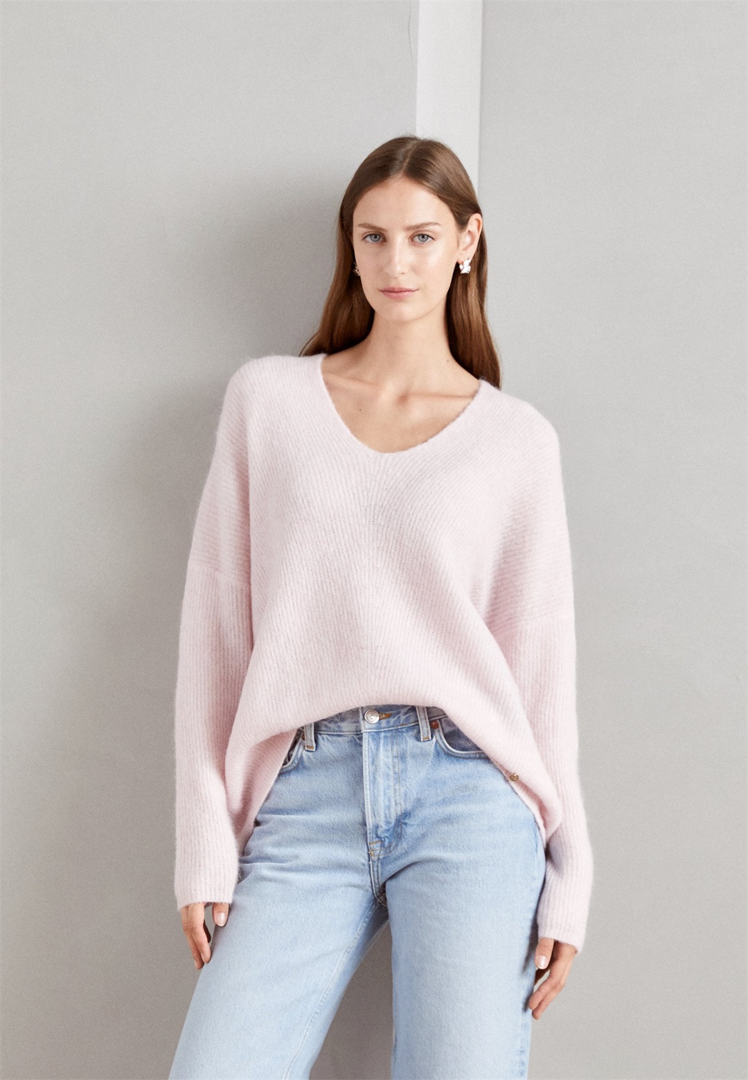 Mos Mosh THORA V-NECK - Strickpullover - ballet slipper/rosa