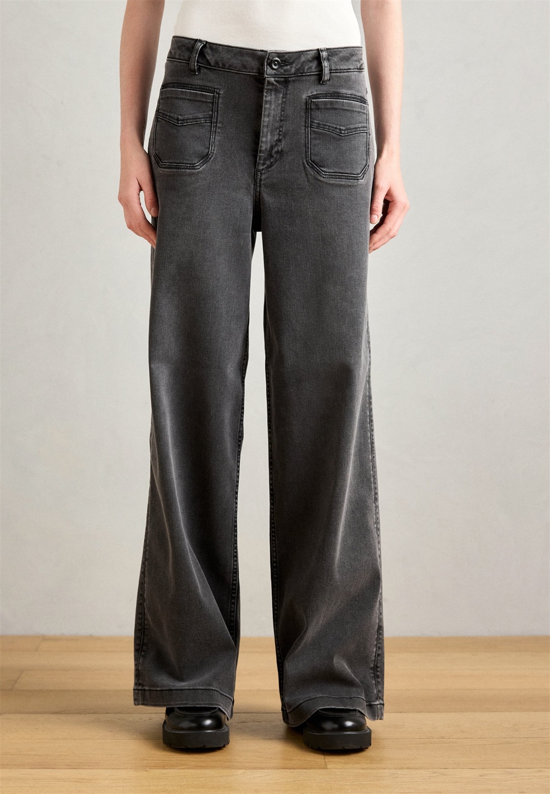 Mos Mosh DELUXE - Wide Leg - grey/grey denim