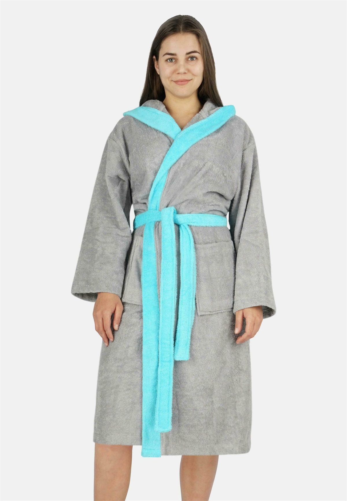 Normani TWO TONE - Bademantel - grau, blau/grau