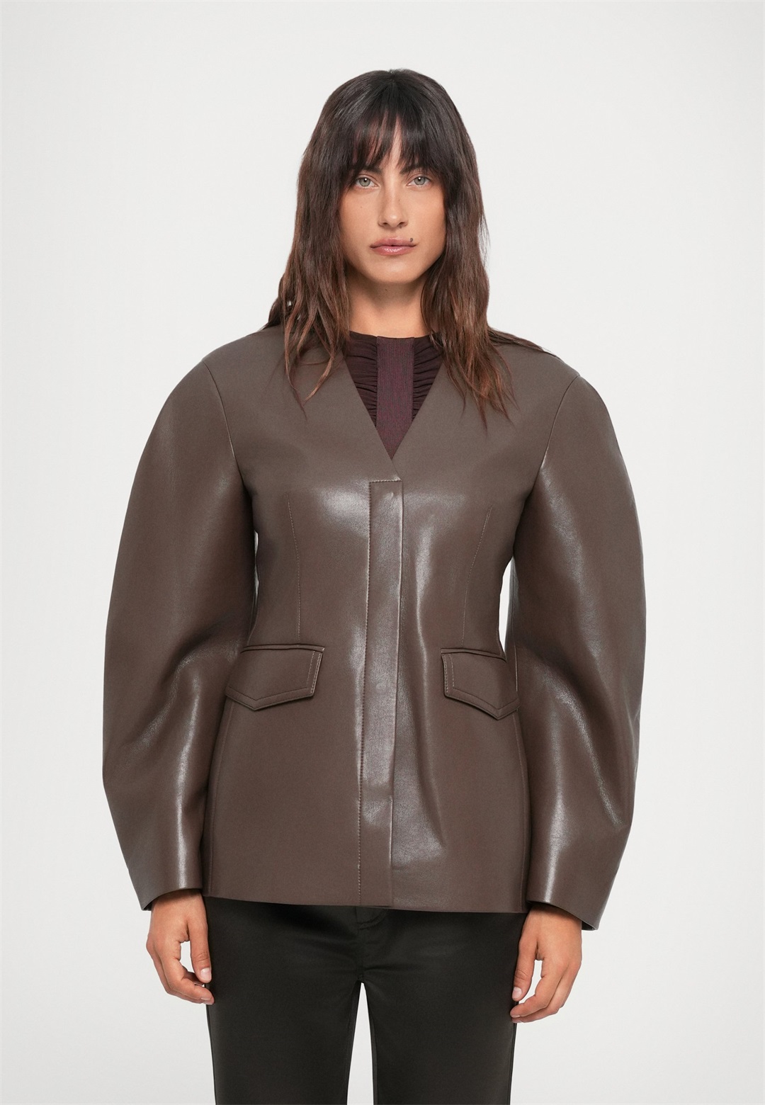 Nanushka ERINA OUTERWEAR - Kunstlederjacke - chocolate/dunkelbraun