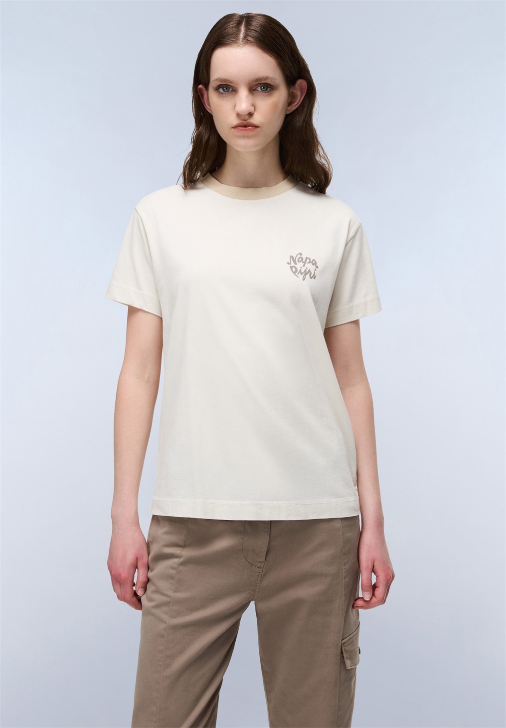 Napapijri FEDAIA - T-Shirt print - beige dimity/beige