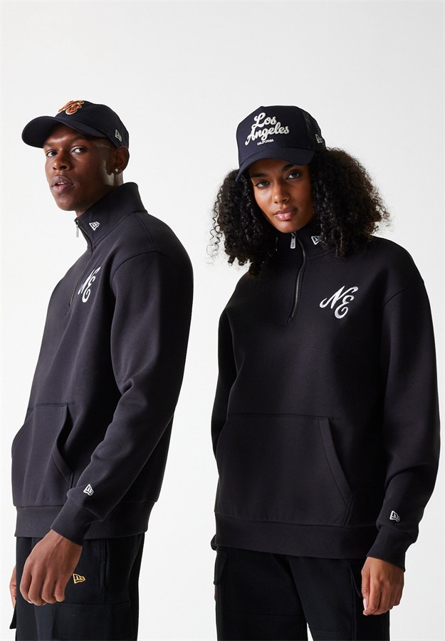 New Era LIFESTYLE QUARTER ZIP UNISEX - Sweatshirt - black/schwarz