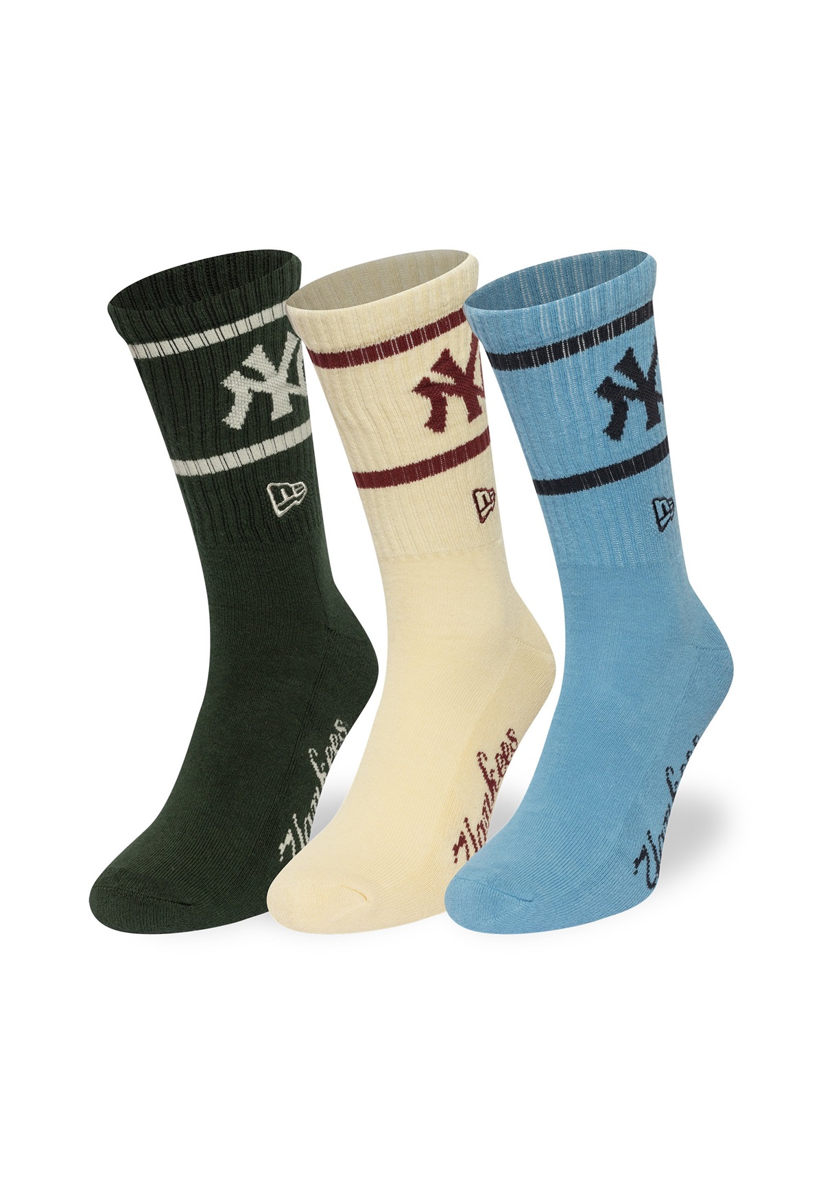 New Era CREW UNISEX 3 PACK - Socken - green/beige/blue/mehrfarbig