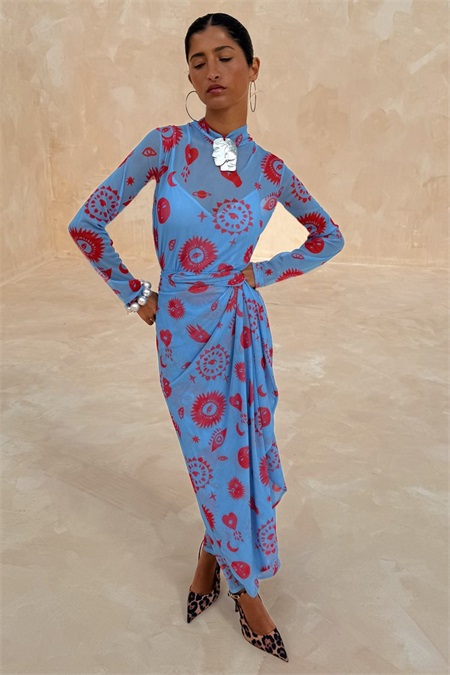 Never Fully Dressed MOROCCO DRESS - Maxikleid - blue/red/blau