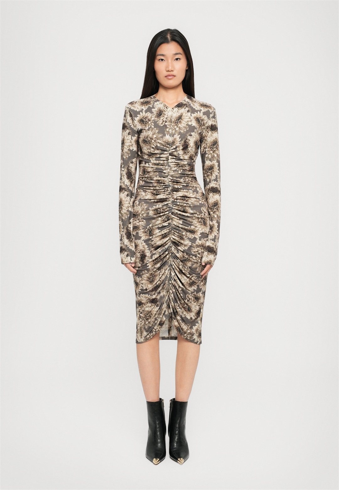 Norma Kamali LONG SLEEVE V NECK DRESS - Jerseykleid - multi coloured/mehrfarbig