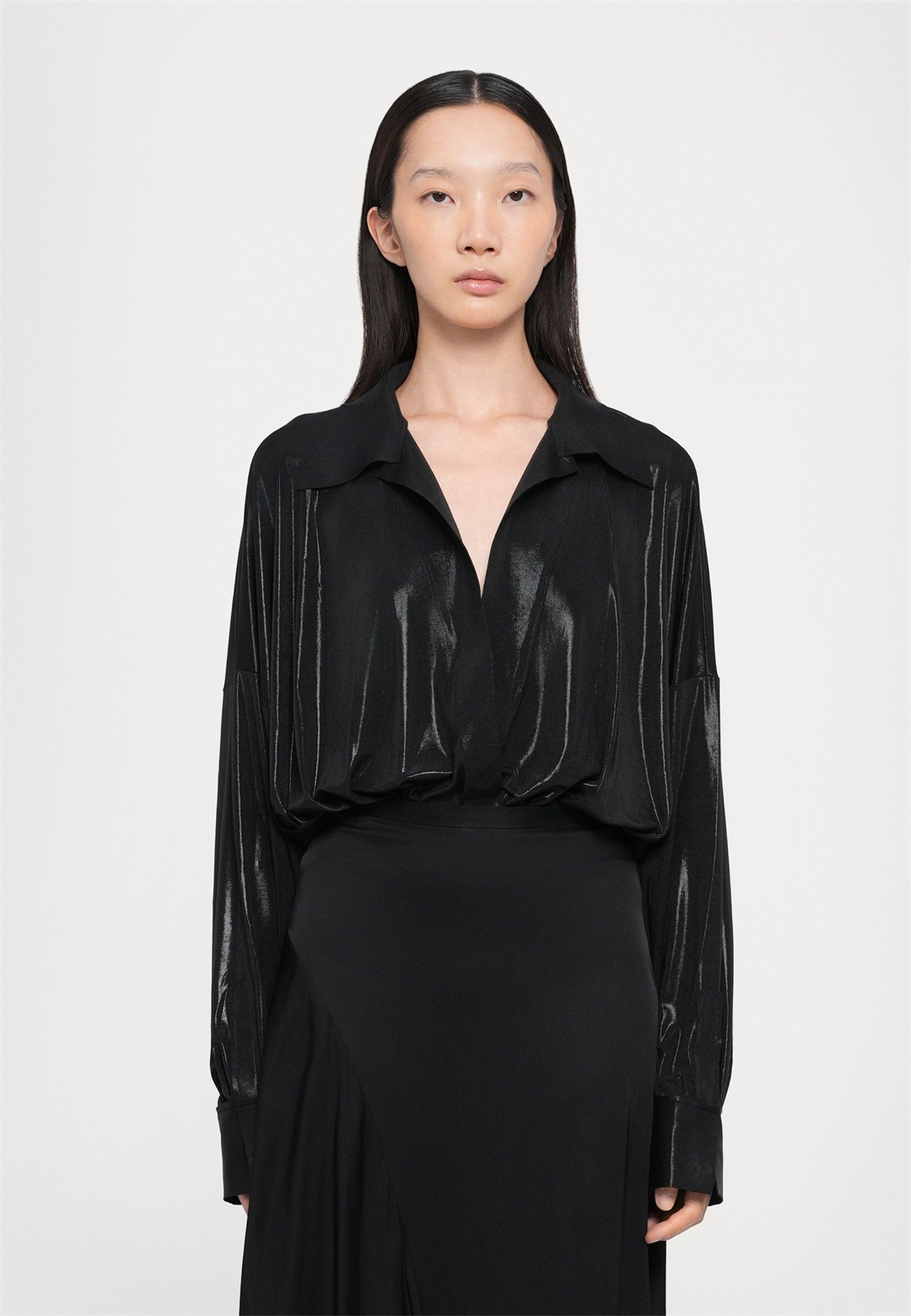 Norma Kamali SUPER OVERSIZED BOYFRIEND SHIRT - Bluse - black/schwarz