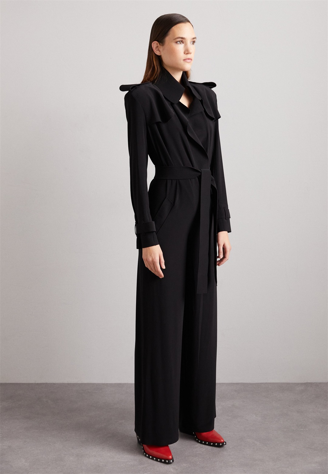 Norma Kamali DOUBLE BREASTED TRENCH STRAIGHT LEG - Jumpsuit - black/schwarz