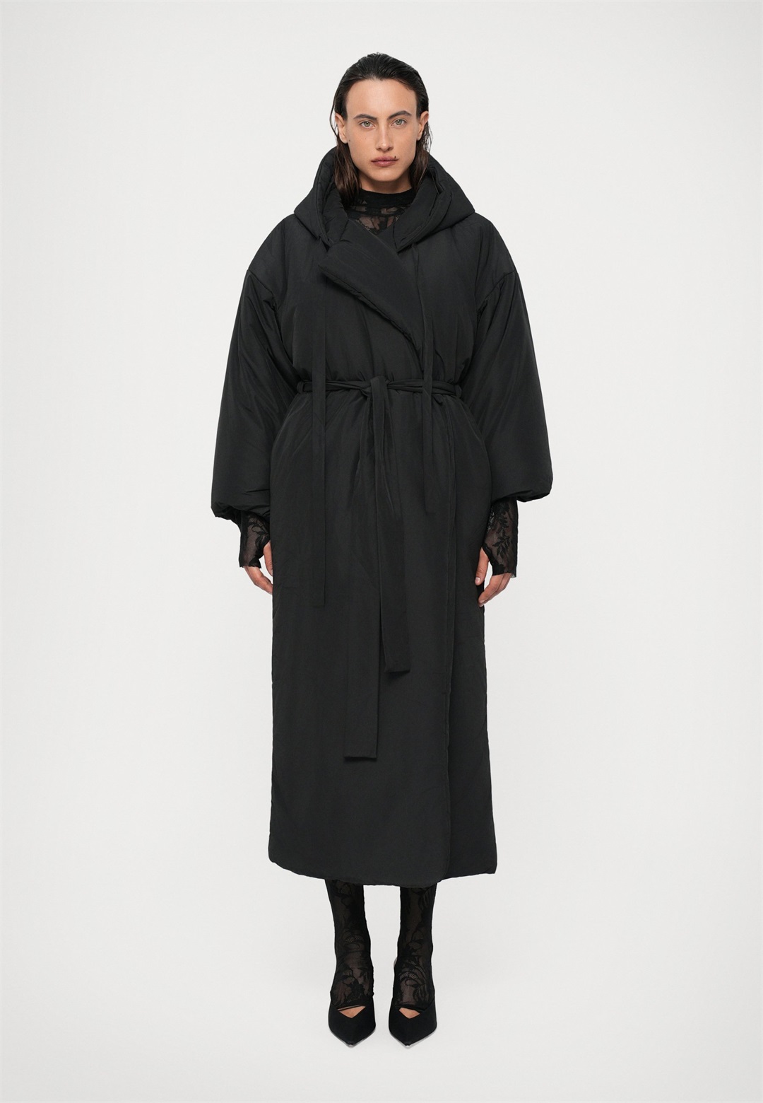 Norma Kamali HOODED SLEEPING BAG COAT LONG - Wintermantel - black/schwarz