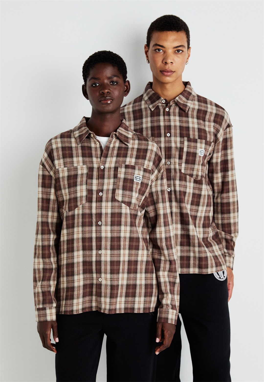 Noisy May NMZOE CHECK SHIRT UNISEX - Hemdbluse - morel/white/mehrfarbig