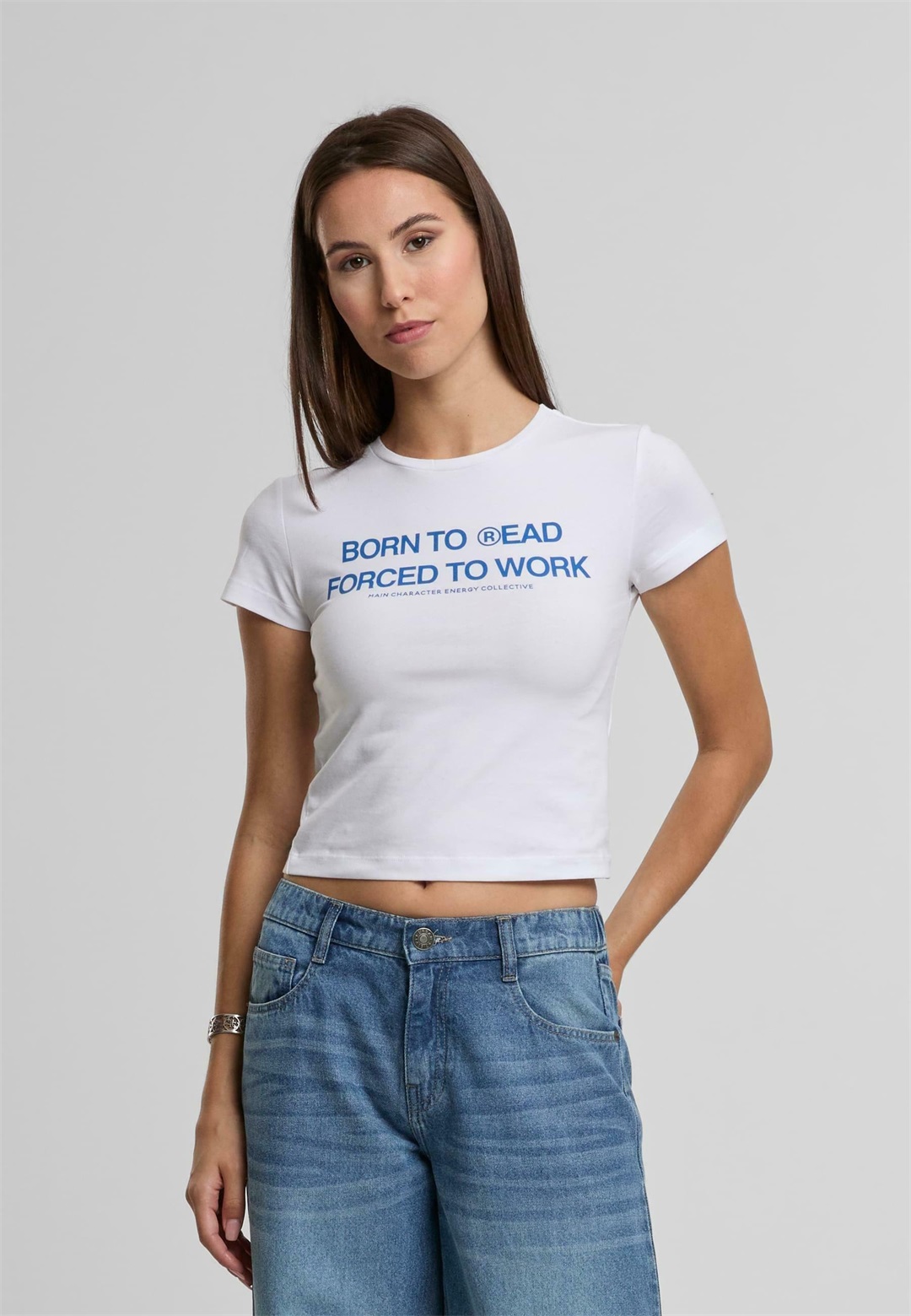 Noisy May NMMOLLY S/S BOOK - T-Shirt print - bright white blue/weiß