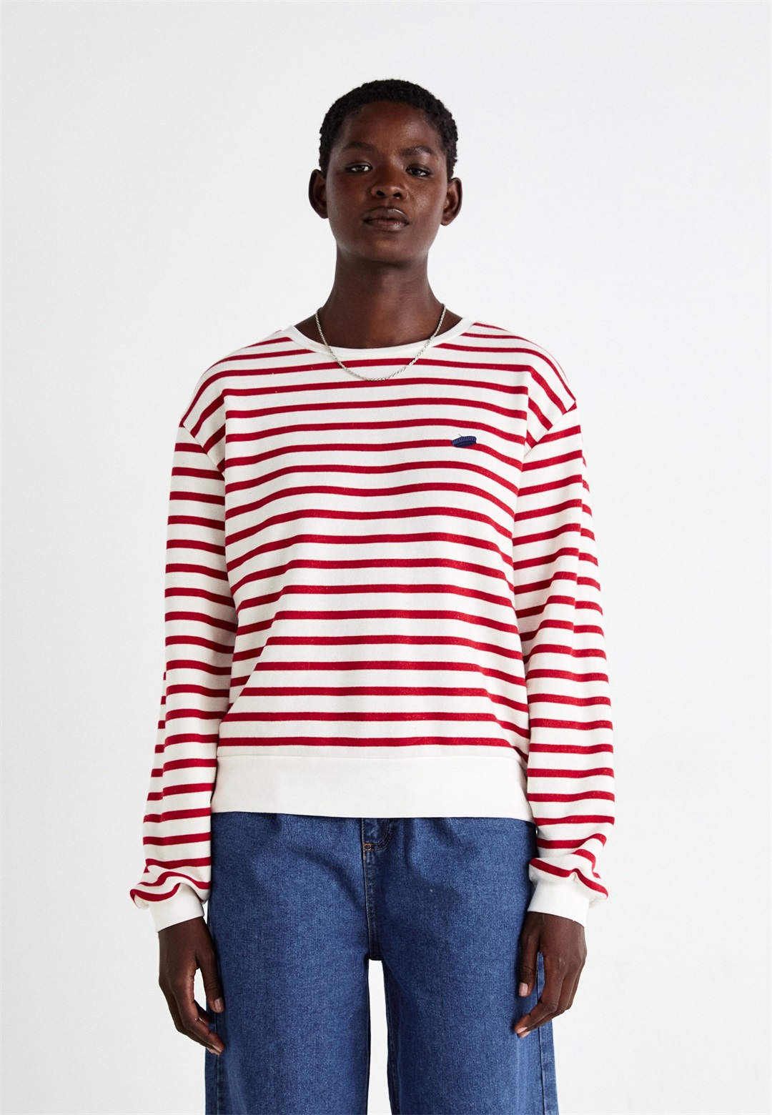 Noisy May NMELBA STRIPE PARIS - Sweatshirt - racing red/white/rot