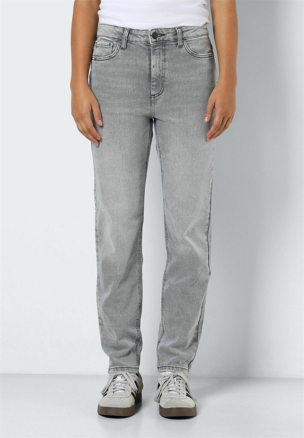 Noisy May NMMONI HIGH WAIST - Jeans Relaxed Fit - light grey denim/grey denim
