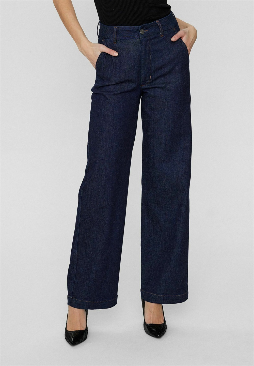 Nümph NUAMBER - Jeans Straight Leg - dark blue denim/dunkelblau