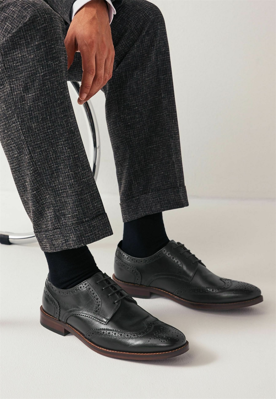 Next CONTRAST BROGUES FIT - REGULAR FIT - Schnürer - black/schwarz