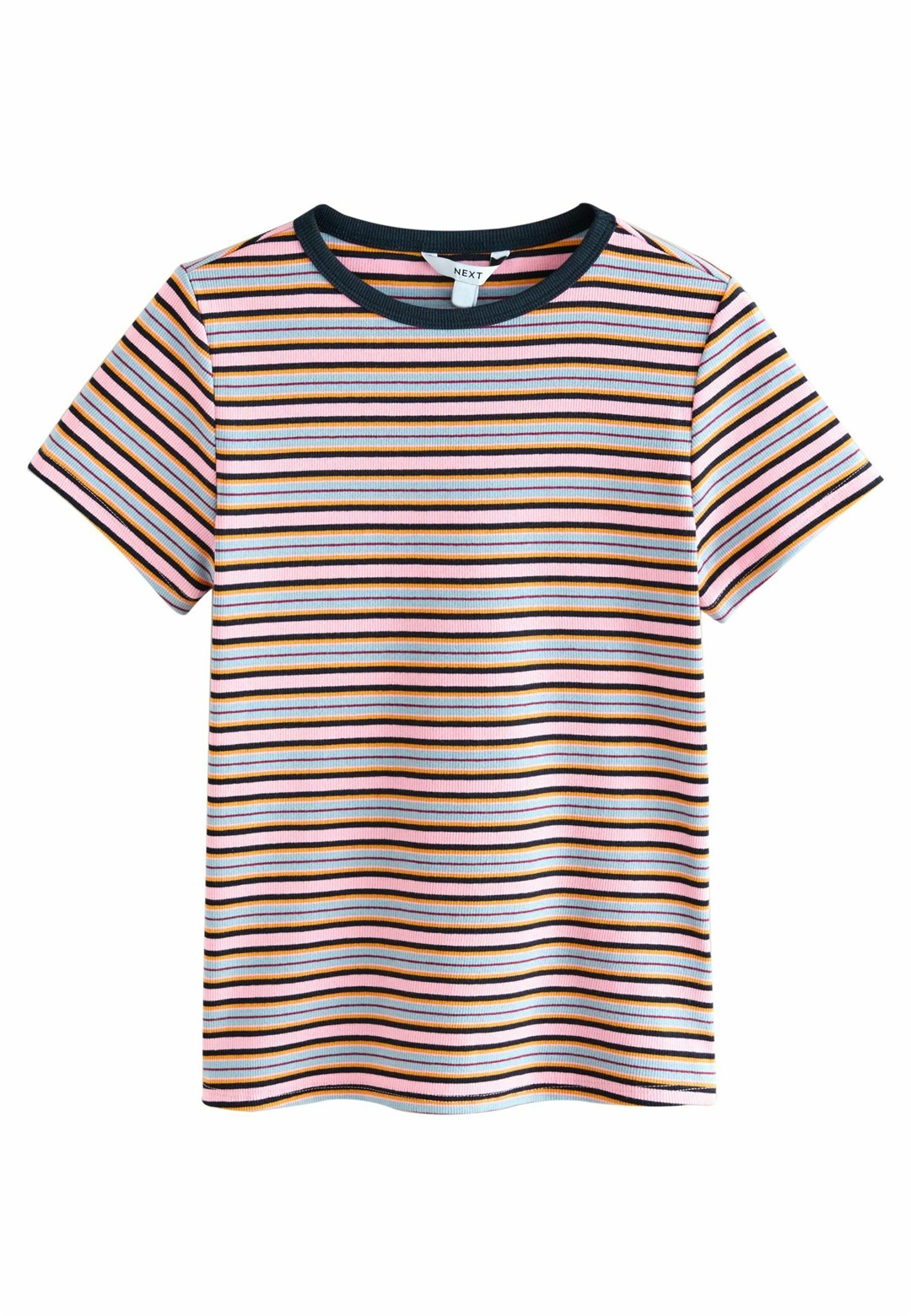 Next REGULAR FIT - SHORT SLEEVE CONTRAST NECKLINE STRIPED CREW NECK - T-Shirt print - burgundy ecru/rot