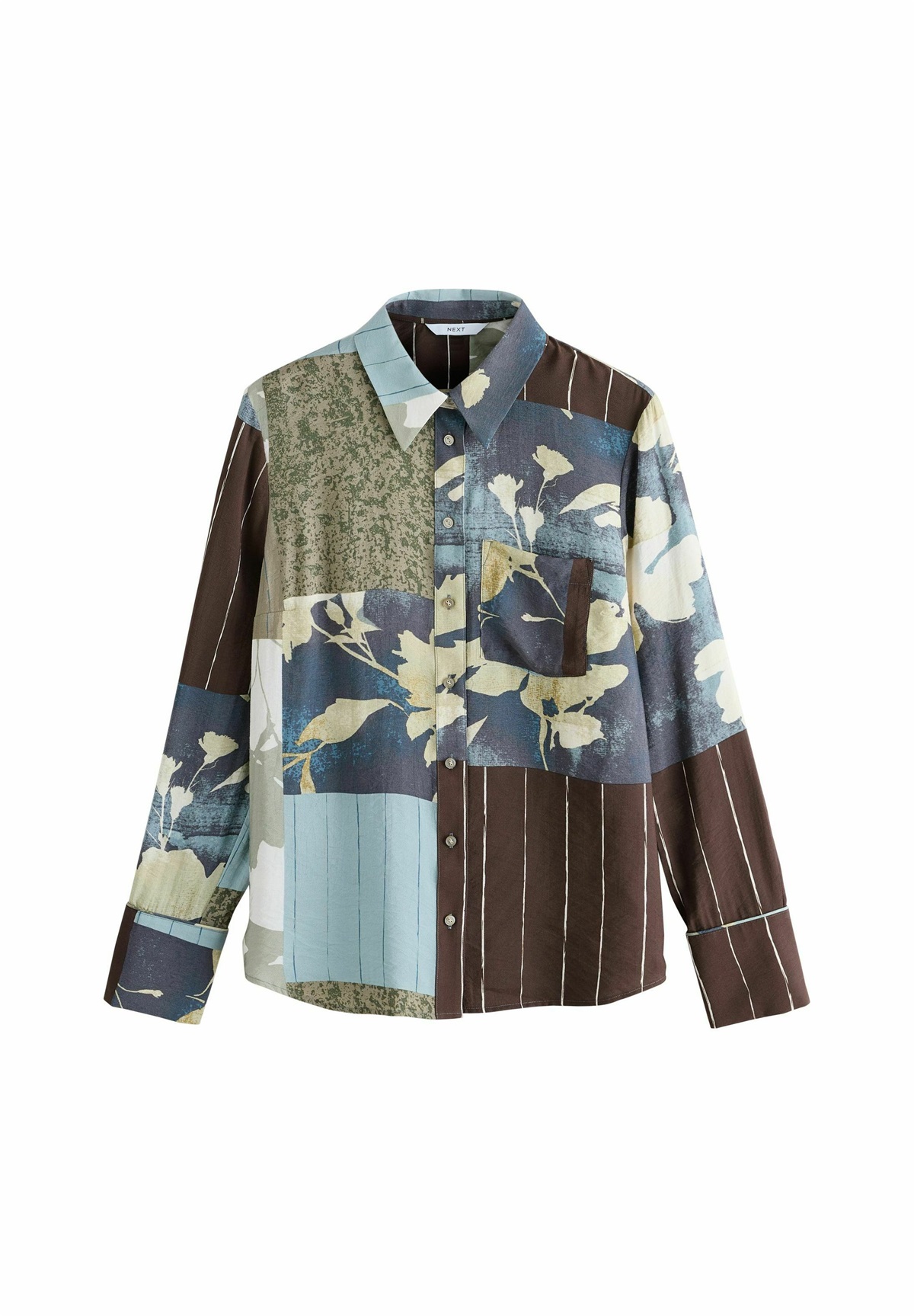 Next REGULAR FIT - LONG SLEEVE - Hemdbluse - blue abstract spliced print/grau