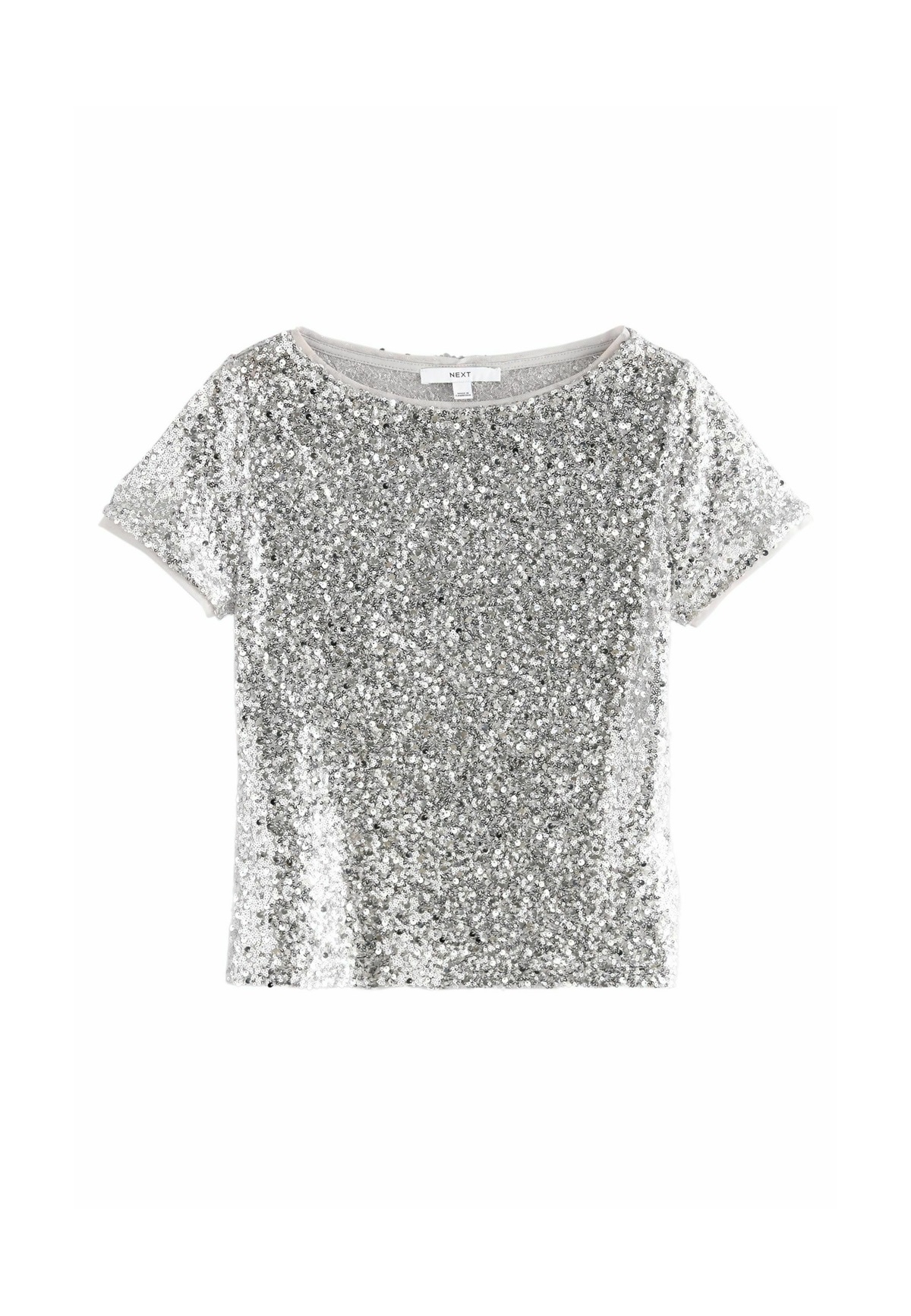 Next REGULAR FIT SEQUIN - T-Shirt print - silver/silberfarben