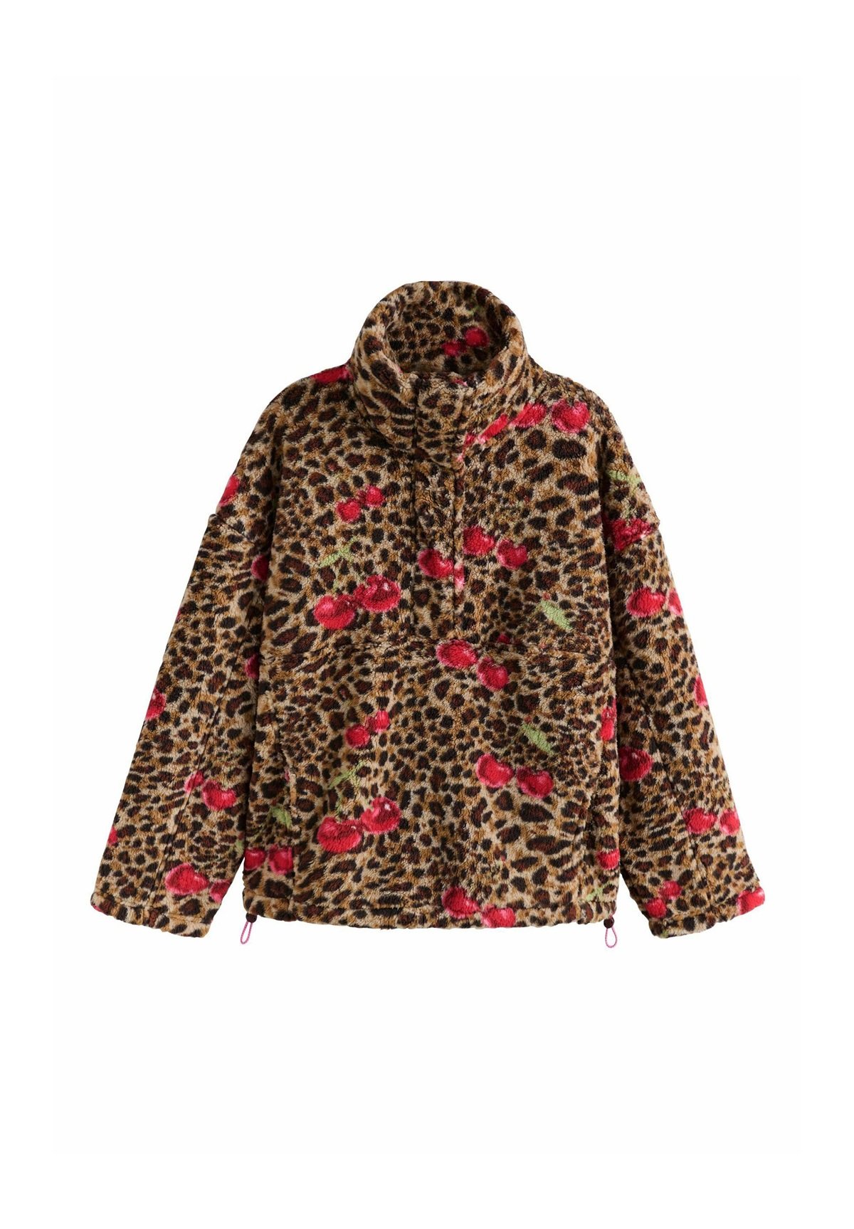 Next BORG HALF ZIP - Fleecepullover - animal cherry print/braun