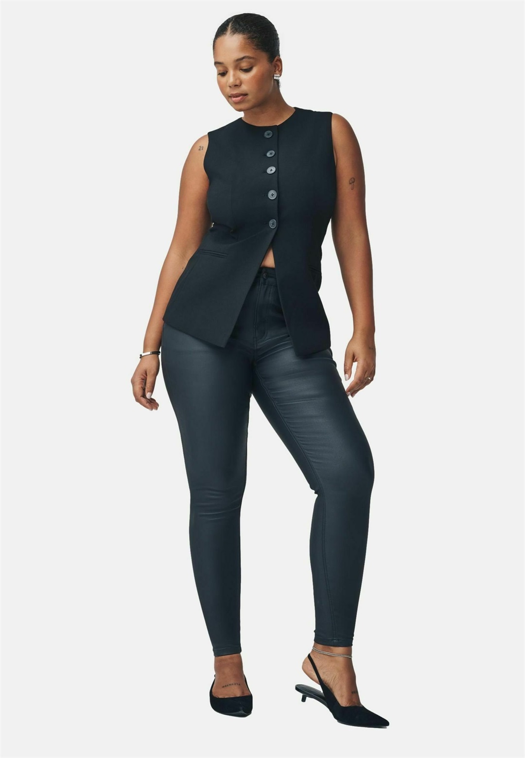 Next HOURGLASS COATED - Jeans Skinny Fit - black/schwarz