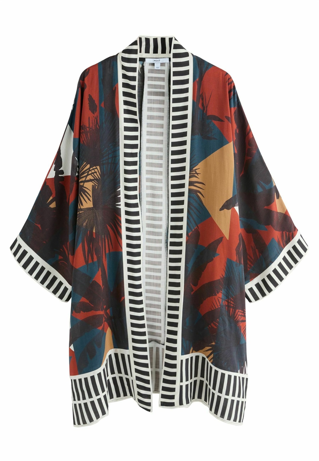 Next REGULAR FIT - LONGLINE KIMONO COVER-UP - Leichte Jacke - aztec palm print/rot
