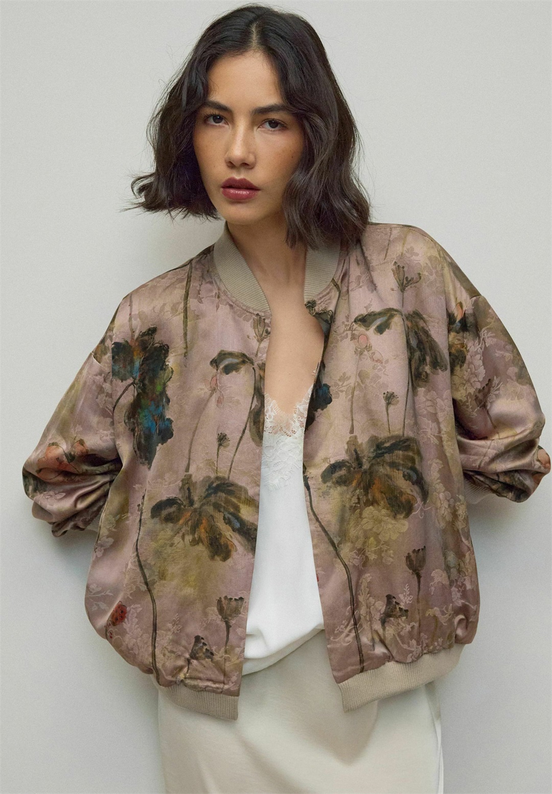 Next Bomberjacke - floral jacquard/beige