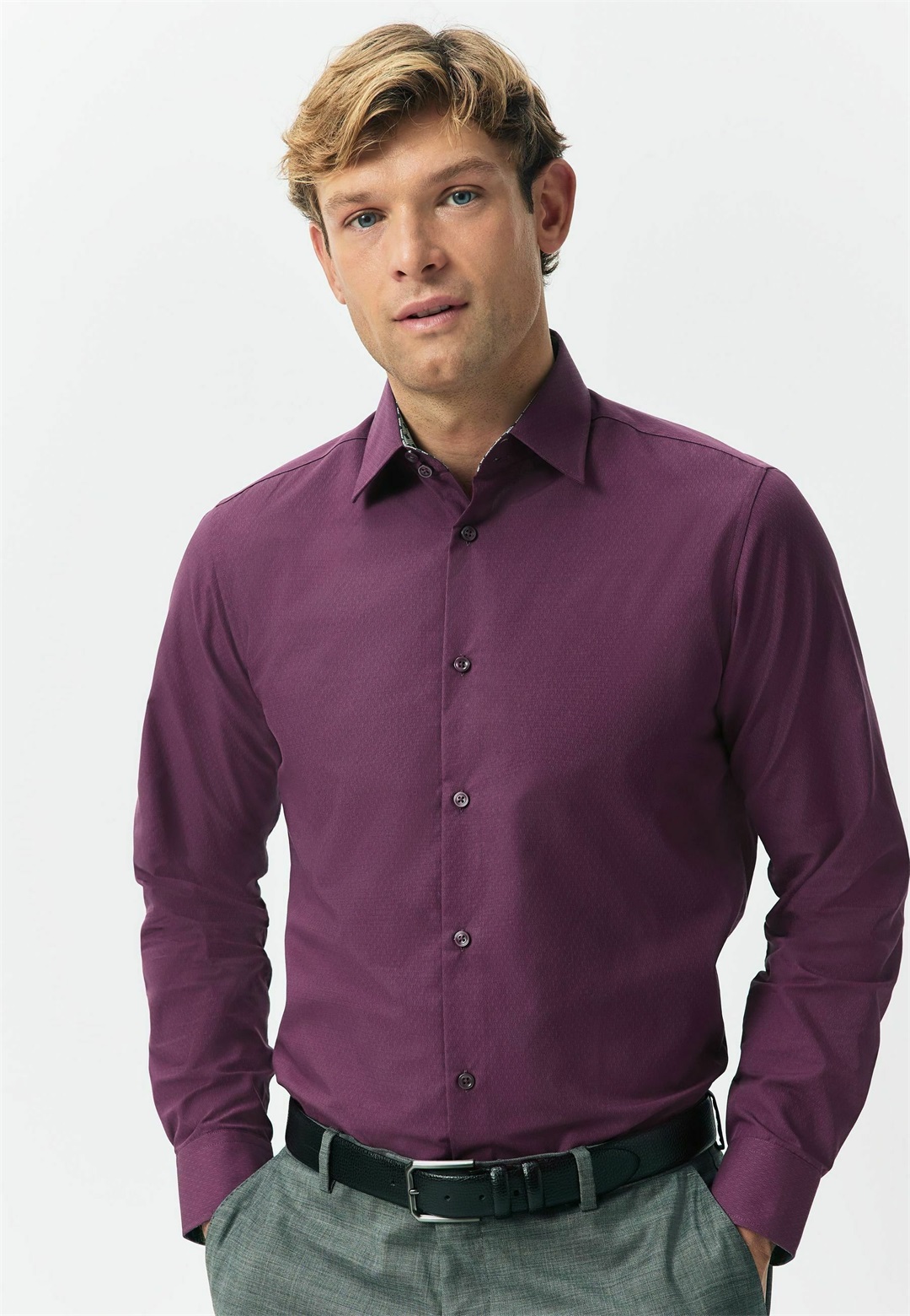 Next REGULAR FIT - TEXTURED TRIMMED - Hemd - burgundy red/rot