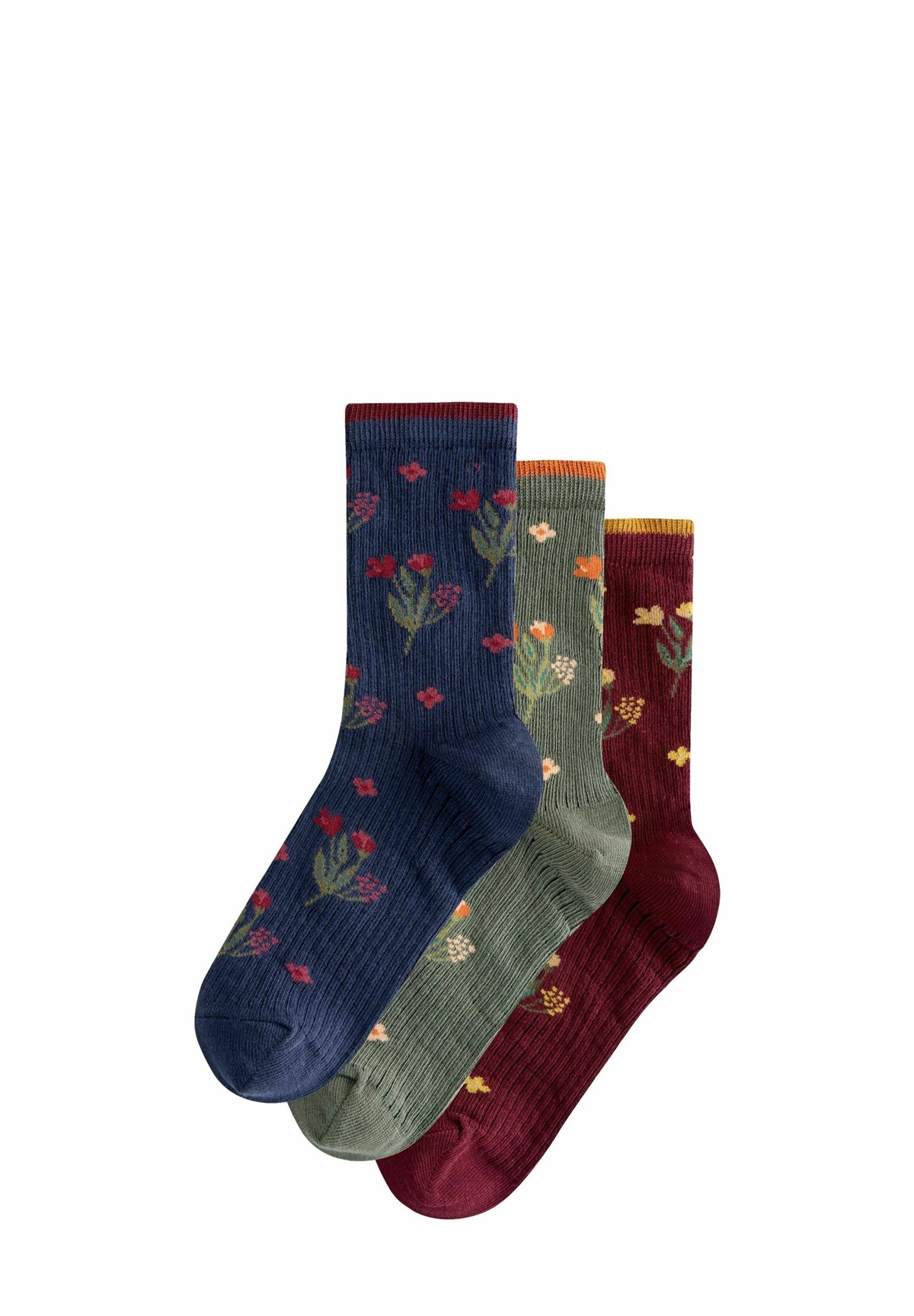 Next ANKLE 3 PACK - Socken - navy/berry/khaki floral/dunkelblau