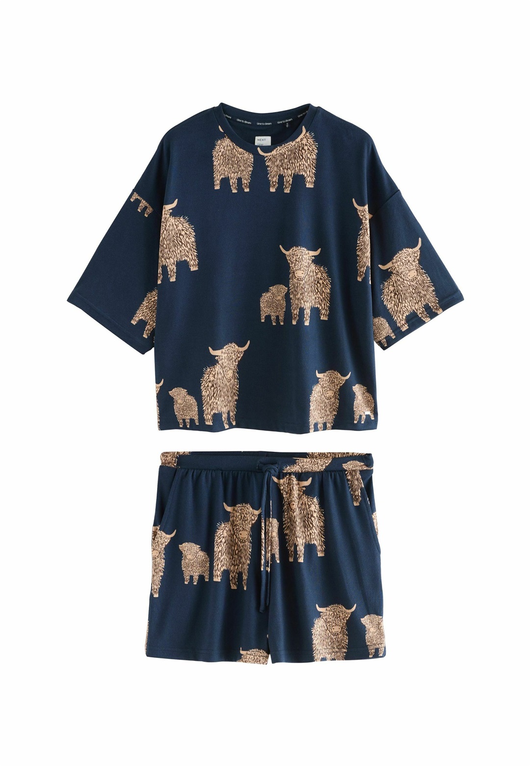 Next REGULAR FIT - COSY SET - Nachtwäsche Set - navy hamish the highland cow/blau