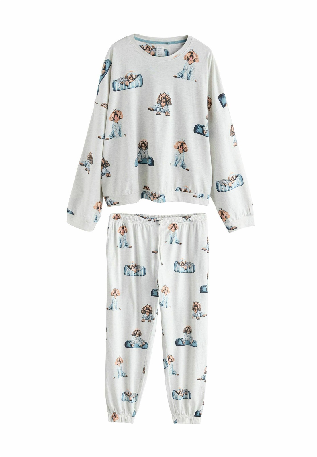 Next PRINT LONG SLEEVE SET - Nachtwäsche Set - grey charlie the cockapoo/grau