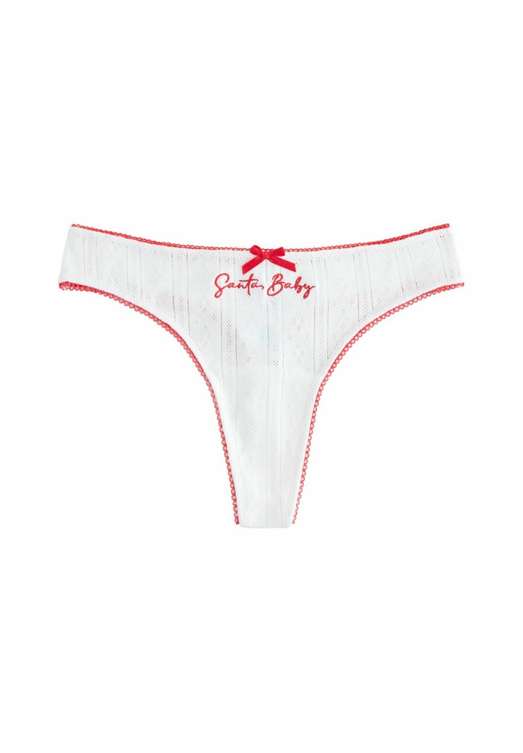 Next EMBROIDERED SANTA POINTELLE KNICKERS - String - white/weiß