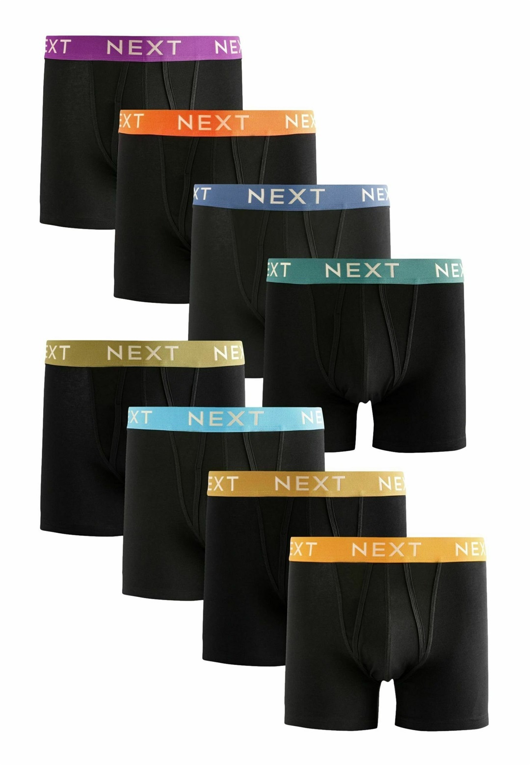 Next A-FRONT 8 PACK - Boxer Briefs - black white gold waistband/schwarz