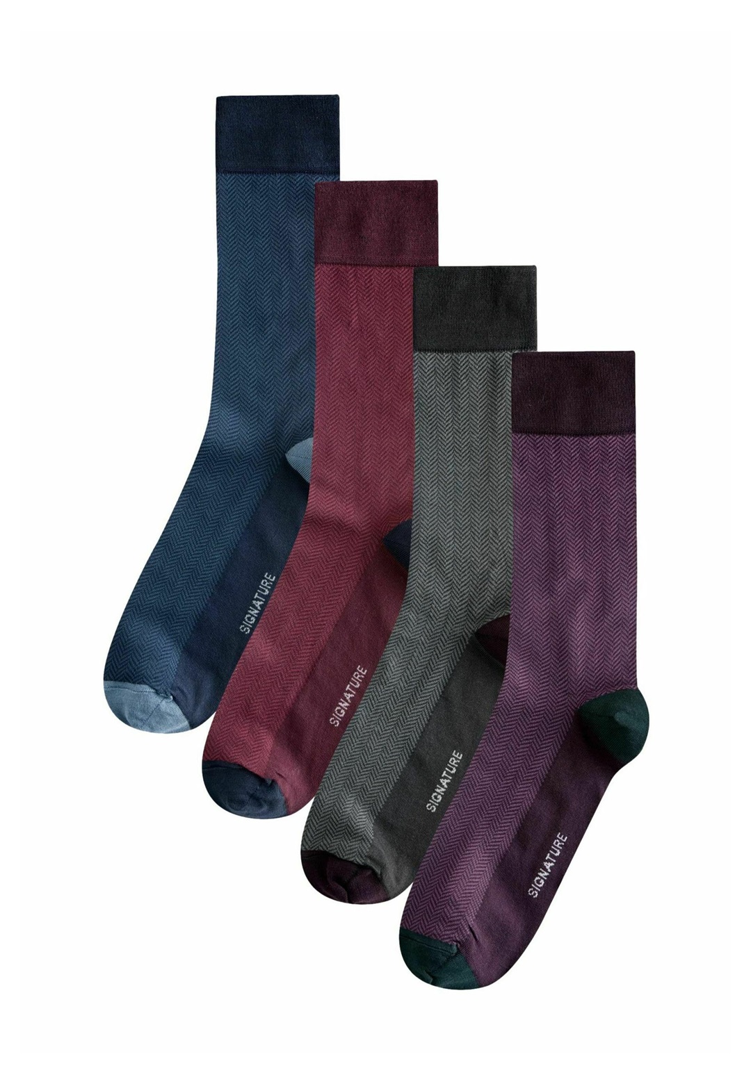 Next SIGNATURE 4 PACK - REGULAR FIT - Socken - red green blue herringbone/blau-meliert