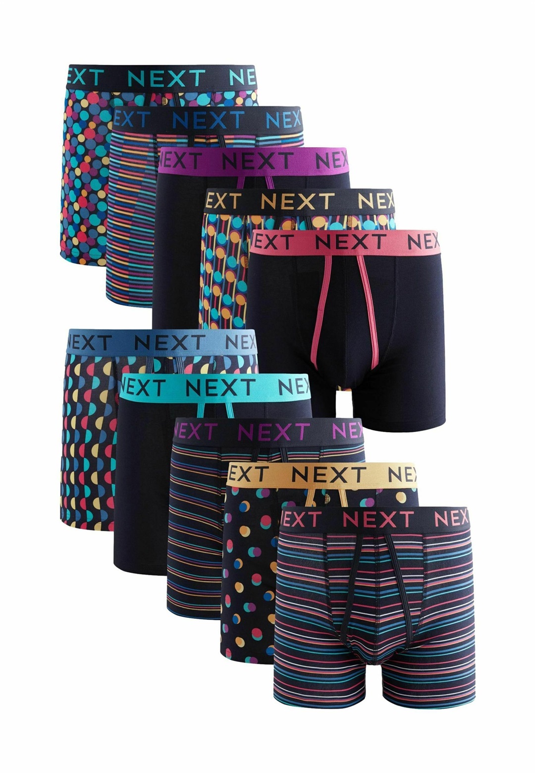 Next A FRONTS 10 PACK - Boxer Briefs - navy colour pop spot stripe/blau